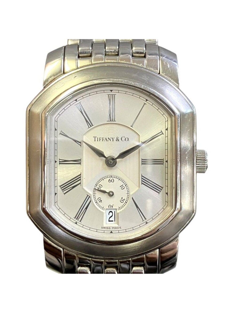 Tiffany & Co Mark Coupe Watch SS Quartz Silver Dial